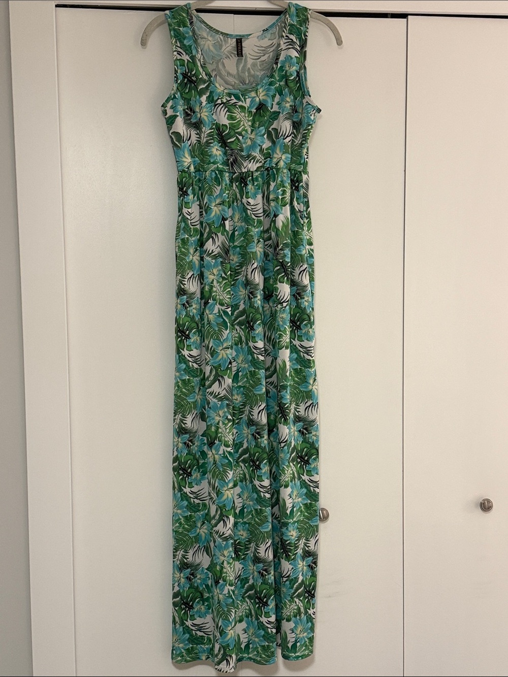 Piphany Green & Blue Tropical Maxi Dress
